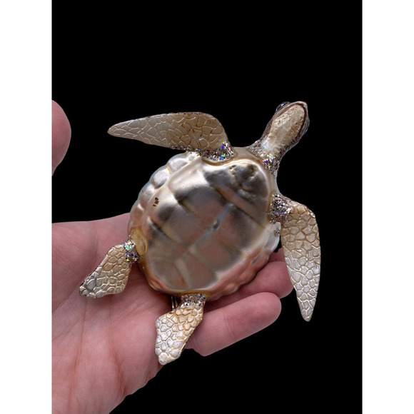 Sea Turtle Christmas Ornament Mercury Glass Jewel Encrusted Beachy Ocean Life 5" - Picture 8 of 11